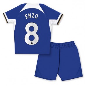 Chelsea Enzo Fernandez #8 Replica Home Stadium Kit for Kids 2023-24 Short Sleeve (+ pants)